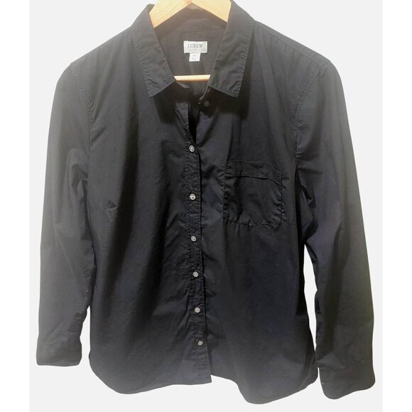 J. Crew Women's Re-Imagined Black Button-Up Shirt XL - Picture 1 of 7
